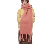 OUNIYA Grande écharpe épaisse surdimensionnée en laine épaisse chaude pour l'hiver, Orange Rose, Large