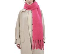 OUNIYA Grande écharpe épaisse surdimensionnée en laine épaisse chaude pour l'hiver, rose vif, Large