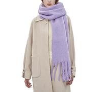 OUNIYA Grande écharpe surdimensionnée moelleuse au toucher cachemire - Couverture douce en laine épaisse - Pour l'hiver - Pour femme (lavande), lavande, Large