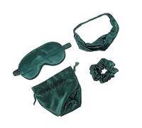OUNONA 1 ensemble Masque de Nuit Soie avec Bandeau Élastique et de Rangement Ensemble de Vert Foncé pour Voyage et Détente
