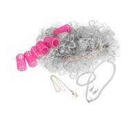 OUNONA 1 ensemble Set de Perruque Dame Grise avec Costume avec Lunettes et Chaîne pour Halloween et Cosplay