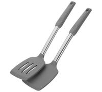 OUNONA 1 ensemble Set de Spatules Silicone Réutilisables avec Long Manche Ustensiles de Cuisine Antiadhésifs pour Poêles et Woks Idéals pour Omelettes et Légumes Couleur Grise