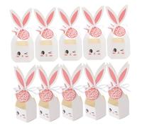 OUNONA 10 Pièces Bonbonnière De Pâques Traiter Petit Faire La Fête Mini Bonbons Lapin Présent Décoration Titulaire Boîtes De Pâques Décoratives - De Pâques Papier Blanche