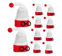 OUNONA 10 Pièces Mini Bonnet de Noël Rouge et Blanc Décorations de Bouteilles de Vin Porte Couverts et Accessoires DIY Ornements Festifs Compacts pour Tables et