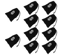 OUNONA 10pcs Pirate Drawstring Bag, Halloween Candy Pouch, Skull Design Loot Bag for Party Supplies, Black Polyester, 6.10 x 4.52 Inch