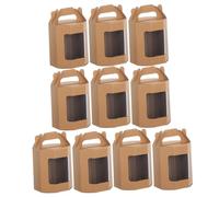 OUNONA 10pièces Lot de Boîtes Kraft pour Muffins avec Fenêtre Transparente Résistantes Graisse pour Pâtisseries Fêtes et Mariages