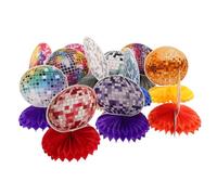 OUNONA 12 Petites Boules Disco décoratives, centres de Table néon en nid d'abeille, décorations de Table sur Le thème des années 70 et 80 pour Une fête Musicale, centres de pour Une fête