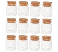 OUNONA 12 Pièces Petits Bocaux Verre avec Bouchons Liège Fioles Transparentes pour Décoration Rangement et DIY Bouteilles Miniatures Réutilisables et Étanches