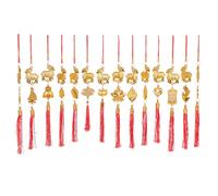 OUNONA 14 décorations suspendues en Forme de chèvre du Zodiaque Chinois | Pendentifs à pompon rouge chinois, fixation facile pour arbre à fortune, et prospérité, charme Feng Shui pour
