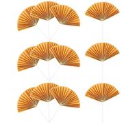 OUNONA 16 Pcs Décoration de Gâteau Éventail Pliable en Papier Doré, Accessoires Fête Anniversaire, Décorations pour Cupcakes et Desserts, Kit Déco Gâteau Mariage et Anniversaire