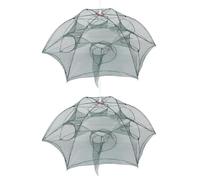 OUNONA 2 Cages de pêche Pliables, pièges à appâts Lumineux à 6 Trous | Épuisette pliable pour vairons, avec appâts, style parapluie, ouverture automatique, pour crevettes, crabes et homards