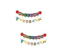 OUNONA 2 Ensembles Bannière De Porte Rentrée Scolaire Décorations Colorées Pour Élèves Bannières De Bienvenue Pour Scolaire Accessoires Photo Pour Première École 2 Pièces * 2