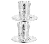 OUNONA 2 Ensembles Tasse de Vin Shabbos Plateau Élégant pour Passover Célébrations Juives Cup Holy Delicate Alliage de Zinc