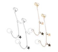 OUNONA 2 paires Boucles Oreilles Anti-perte Longues Pendentifs Mode Clips sans Perçage pour Écouteurs Or et Accessoire Pratique et Élégant