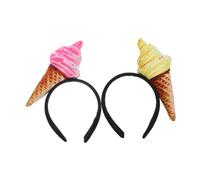 OUNONA 2 Pièces Bandeaux Forme de Cornet de Glace Lot de Jaune et Rose Accessoires Amusants pour Maquillage Lavage Visage Parfait Pours Fêtes et Occasions Spéciales