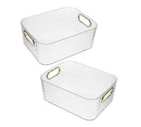 OUNONA 2 Pièces boîte de Rangement cosmétique Bureau Caisse Rangement Boite de Conservation Alimentaire Etagere Contre-Organisateur conteneur de Stockage Clair Plastique Transparent