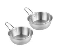 OUNONA 2 pièces Bols à Sauce Inox avec Poignée Style Coréen Bols à Assaisonnement et Soupe Robustes pour Maison et Restaurant