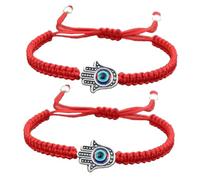 OUNONA 2 Pièces Bracelet Tressé Ajustable Main Protection avec Œil Maléfique Corde Fait Main Bijoux Unisexes pour Équilibre et Anti-négativité Unique