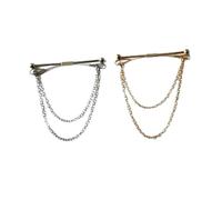 OUNONA 2 pièces Broche de Homme Acier Inoxydable avec Chaîne Épingles Dorée et Argentée Résistantes Au Ternissement Accessoires Élégants pour Costume et Cravate