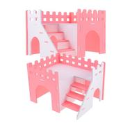 OUNONA 2 Pièces Cachette Décorative pour Cochons d'Inde et Hamsters, Maison Double Couche en PVC Rose avec Escalier, Solide Odeur pour Petits Animaux