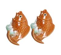 OUNONA 2 Pièces Ceramic Toilet Bolt Covers Artistic Carp Design Decorative Screw Caps for Bathroom Replacement Parts Easy DIY Installation