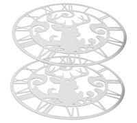 OUNONA 2 Pièces Horloge Murale Ronde Miroir Acrylique avec Chiffres Romains et Décoration Cerf Auto Adhésive pour Salon Chambre Bureau Stickers Miroir Argentés