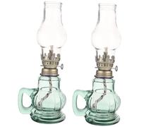 OUNONA 2 pièces Lampe à Kérosène Vintage Verre Brûleur Huile Rétro Portable avec Abat Jour Vent Décoration Pratique pour Intérieur et Extérieur Cadeau pour Amateurs de Style Ancien