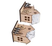 OUNONA 2 pièces LED Illuminated Wooden Cabin Christmas Décor Atmosphere Light for Home Bar and Office
