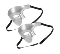 OUNONA 2 pièces Masque de Carnaval Vintage Demi Visage pour Homme Masque de Classique pour Soirée Costumée Cosplay et Fête Masquée Argentées