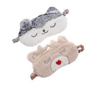 OUNONA 2 pièces Masque de Sommeil Peluche pour Cache Œil Mignon Forme de Chien et Cerf Confortable et Élastique Accessoire pour la Qualité Du Sommeil