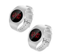 OUNONA 2 pièces Montre Électronique LED Garçon Fille Ajustable Affichage Digital Facile à Lire Design Unisexe pour Garçon et Fille Anniversaire Saint Valentin Lot de Blanc
