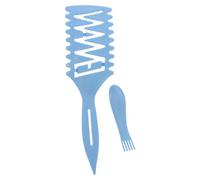 OUNONA 2 Pièces Peigne de Coiffage Multifonction pour Cheveux Bouclés Distribution de Crème Capillaire et Élimination des Pellicules, Matériau CPU Bleu pour Usage Quotidien