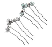 OUNONA 2 Pièces Peigne U-forme avec Perles et Fleurs Peigne Métallique à Dents pour Coiffure Élégante de Mariée Accessoire de Style pour Événements et Fêtes