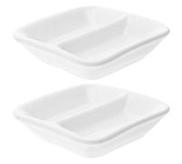 OUNONA 2 pièces Plateau de Service Céramique Blanche Pure avec Compartiments Assiette Portion pour Sauce Apéritif et Snack Résistante Aux Rayures et Taches Polyvalente pour Réutilisable