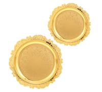 OUNONA 2 Pièces Plateau Rond de Pâque en Fer Doré pour Soirées du Seder | Reliefs de Jérusalem, Gravure en Relief, Finition Bois, pour Table de Fête et Ornement Saisonnier