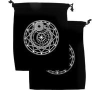 OUNONA 2 pièces Poches de rangement pour cartes de tarot et dés avec cordon Lot de 2 pochettes à cordon de serrage pratique et élégant modèle étoiles et lunes