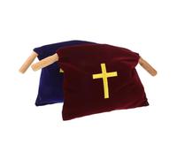 OUNONA 2 Pièces Pochette de Collecte Offrandes pour Église en Tissu Doux avec Poignées Bois Lot Communion Brodée Croix Portables et Élégants pour Cérémonies Religieuses Baptêmes et