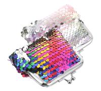 OUNONA 2 pièces Porte Monnaie Femme Compact à Fermeture Kiss Lock Petite Bourse Pailletée Portable Lot de Pochettes Miniatures pour Clés Accessoire Pratique et