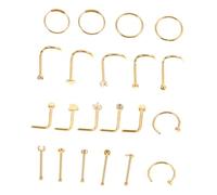 OUNONA 21pièces Piercing Nez Anneaux Bijoux Acier Inoxydable Pour Femmes Anneau De Nez Cerceau Manchette De