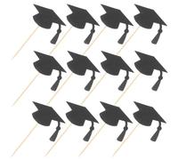 OUNONA 24 Pièces Décoration de Gâteau de Chapeau de Diplômé Noir en Papier et Bois pour Fêtes de Remise de Diplômes et Célébrations Scolaires, Design Unique et Expression Créative