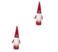 OUNONA 2pièces Housse De Bouteille De Tissu Non Tissé pour Décoration De Bouteille avec Poupée sans Visage Et Jupe Rouge pour De Fin Modèle Masculin