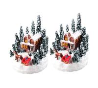 OUNONA 2pièces Village Lumineux de Noël Décoratif Maison avec Éléments de Noël Centre de Table pour Fêtes de Ornement de Maison