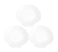 OUNONA 3 Pièces Assiette Apéritive Coquillage en Céramique Blanche | Relief Nacré, Finition Vernissée Lustrée, Format Pratique pour Tartines, Bijoux, Buffet Maison ou Réception