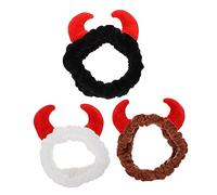 OUNONA 3 pièces Bandeaux Tête Forme de Corne de Buffle Fluffy Bandeaux Créatifs pour Soins Visage Maquillage et Lavage Visage Accessoires Élastiques Confortables