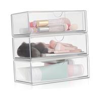 OUNONA 3 Pièces Boîte de rangement lèvre bureau Se maquiller conteneur de tampon de coton boite de rangement boite transparente trousse de maquillage organisateur de commode Acrylique