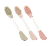 OUNONA 3 pièces Brosse à Masque Silicone Double Tête pour Application de Masque et Nettoyage Visage Outil Beauté Ergonomique Silicone Doux Printemps Vert Pêche Grise Rose Pêche