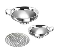 OUNONA 3 Pièces Entonnoir Cuisine en Acier Inoxydable avec Passoire, Large Ouverture Ergonomique pour Bocaux, pour Conserves Maison et Préparation de Confitures