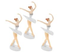 OUNONA 3 Pièces Figurine Ajoutant une Ambiance Romantique et Étincelante en Pvc de Danseuse Blanche Sculpture Décorative Élégante pour Décoration Gâteau pour Célébrations et Pâtisserie
