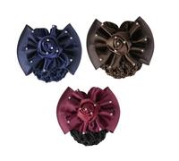 OUNONA 3 pièces Filets à Cheveux pour Chignons Femme avec Nœud et Rose Accessoires Cheveux Professionnels pour Infirmière Hôtesse Serveuse Résistants et Confortables Couleurs Bleu