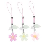 OUNONA 3 pièces Pendentifs Cerisier Téléphone Lanières Durables pour Casques USB Sacs Accessoires Charmants Rose Vert